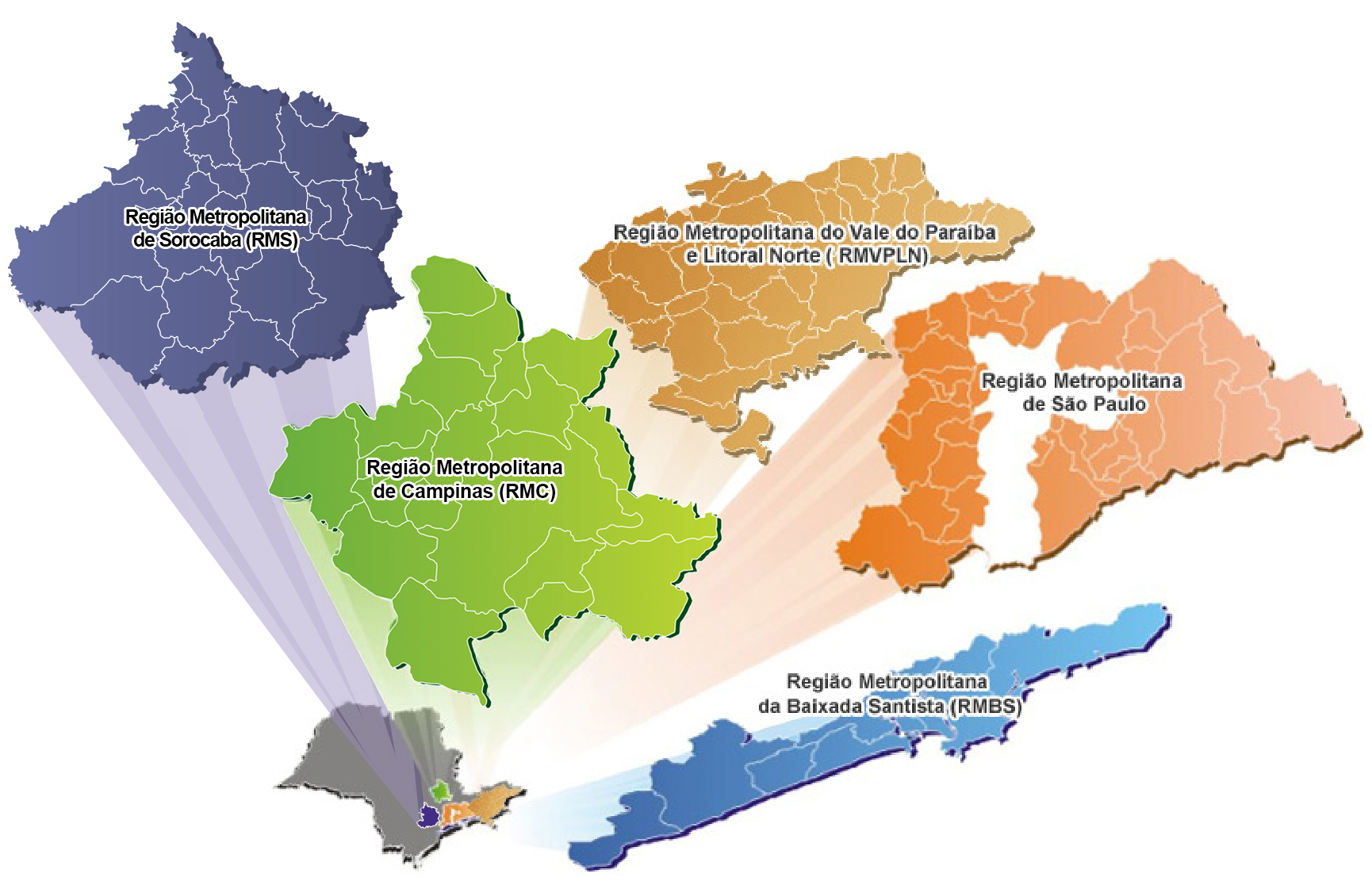 Mapa das Regiões Metropolitanas
